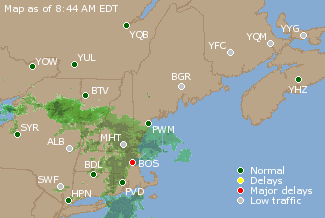 Eastern Canada Airport Delays Map