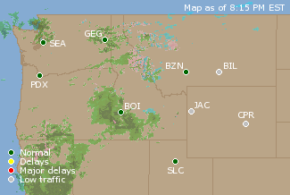 Northwest U.S. Airport Delays Map